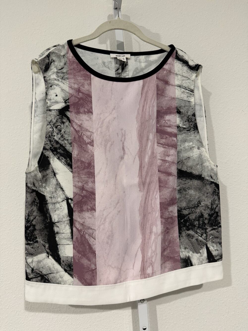 Helmut Lang Sleeveless Blouse Sz M Colorful Casual Pullover $345